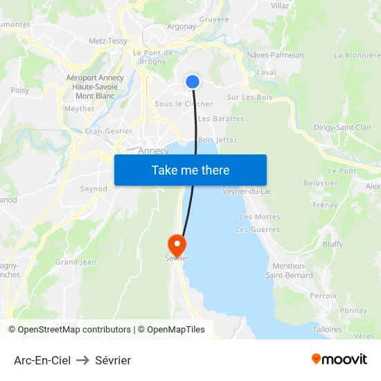 Arc-En-Ciel to Sévrier map