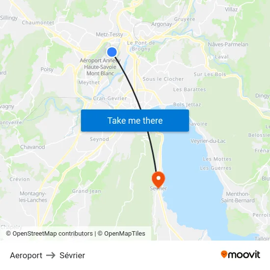 Aeroport to Sévrier map