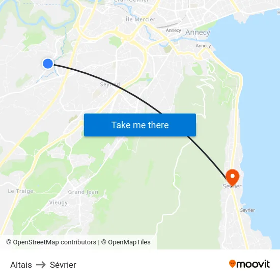 Altais to Sévrier map