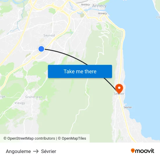 Angouleme to Sévrier map