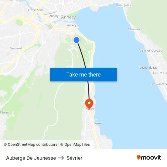 Auberge De Jeunesse to Sévrier map