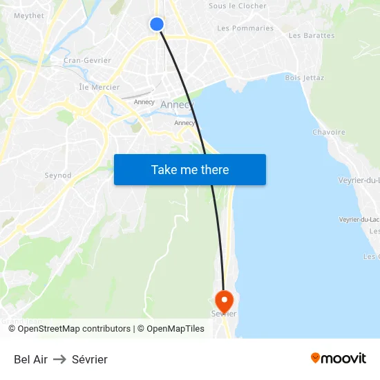Bel Air to Sévrier map