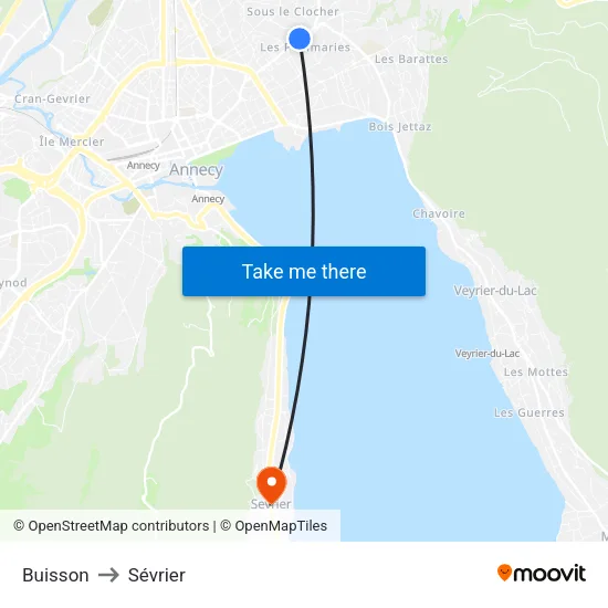 Buisson to Sévrier map