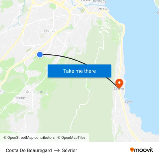Costa De Beauregard to Sévrier map