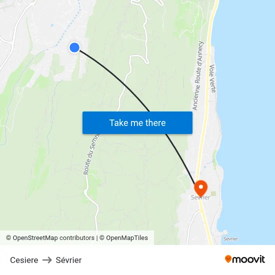 Cesiere to Sévrier map
