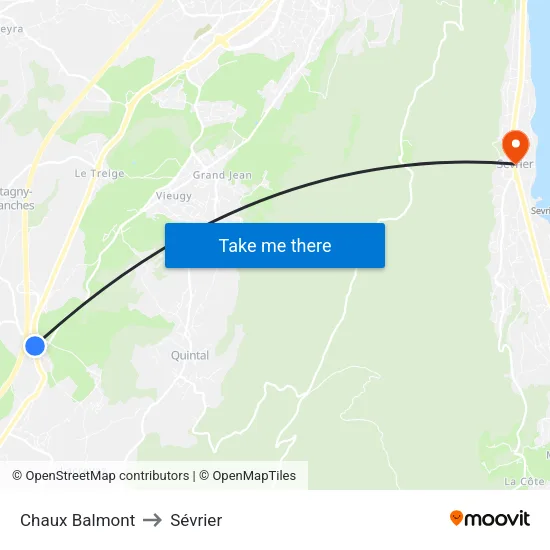 Chaux Balmont to Sévrier map