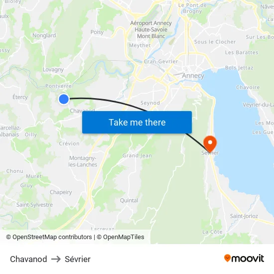 Chavanod to Sévrier map
