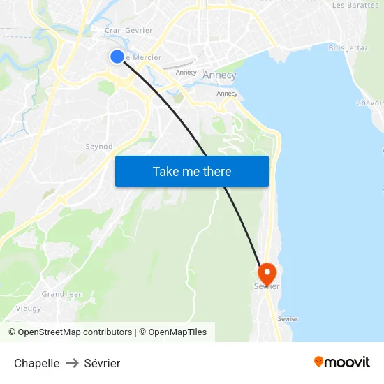Chapelle to Sévrier map