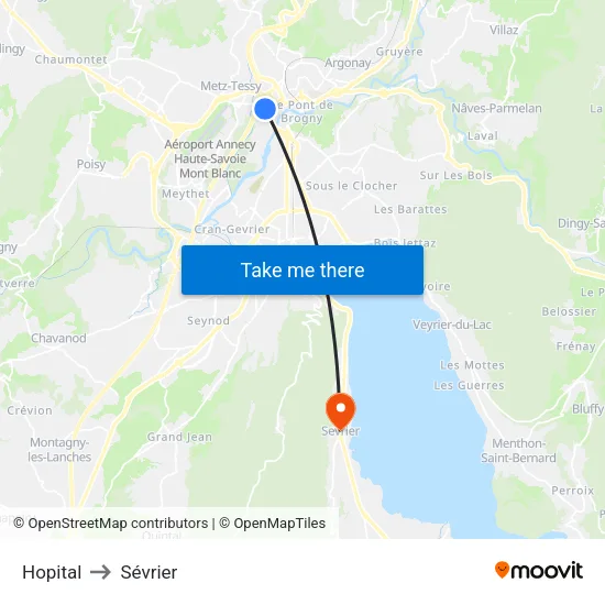 Hopital to Sévrier map