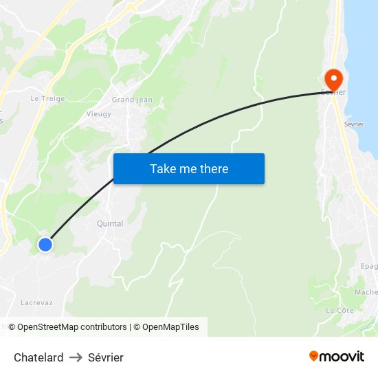 Chatelard to Sévrier map