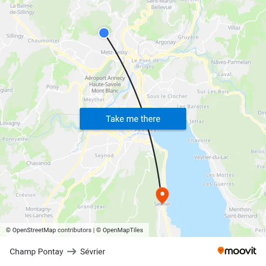 Champ Pontay to Sévrier map