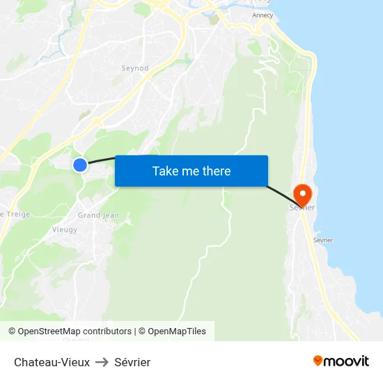 Chateau-Vieux to Sévrier map