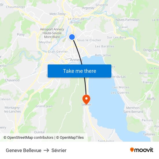 Geneve Bellevue to Sévrier map
