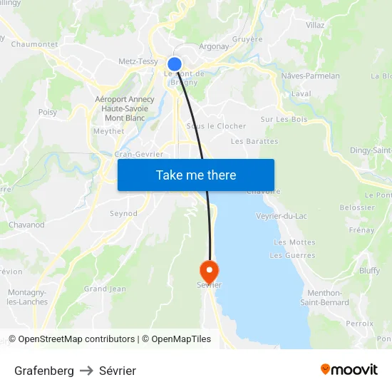 Grafenberg to Sévrier map