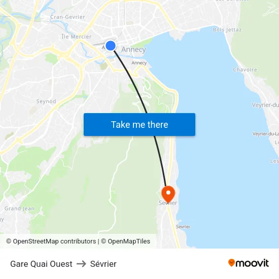Gare Quai Ouest to Sévrier map