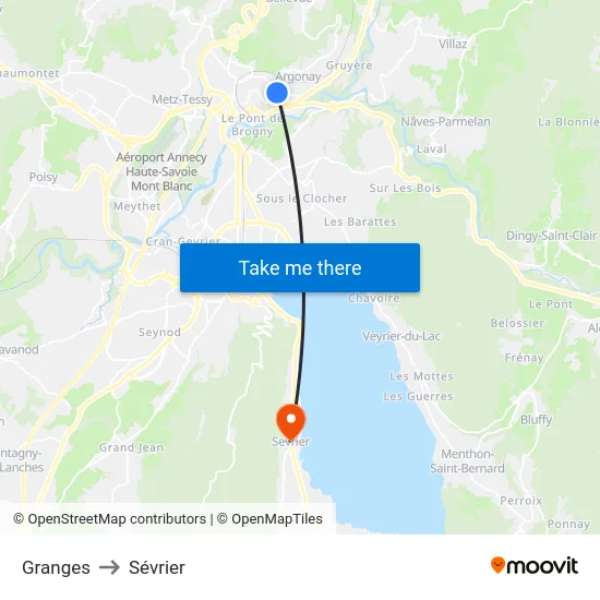 Granges to Sévrier map
