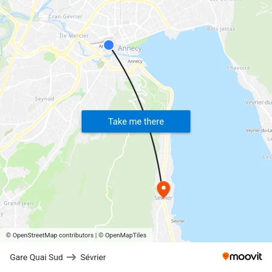Gare Quai Sud to Sévrier map