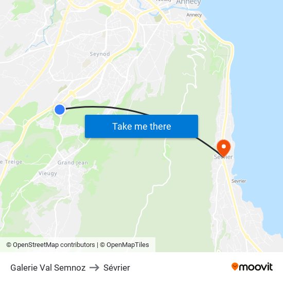 Galerie Val Semnoz to Sévrier map