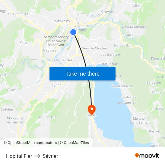 Hopital Fier to Sévrier map