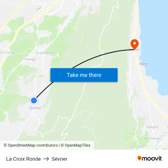 La Croix Ronde to Sévrier map