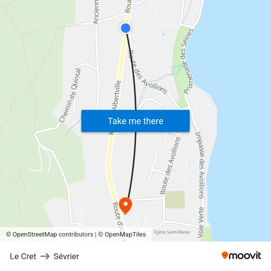 Le Cret to Sévrier map