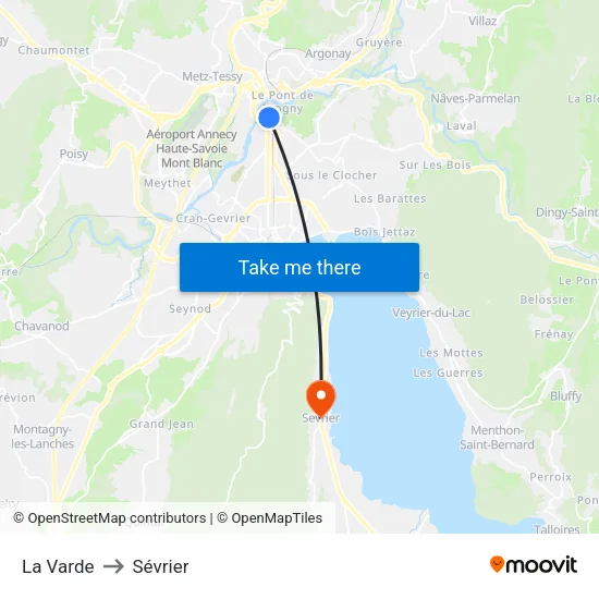 La Varde to Sévrier map