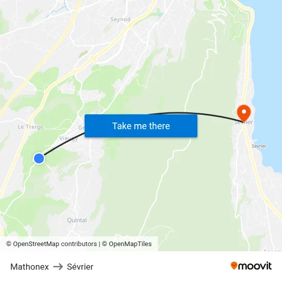 Mathonex to Sévrier map