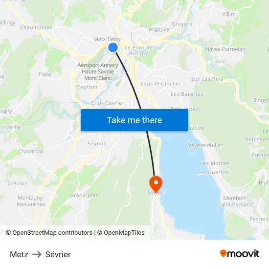Metz to Sévrier map