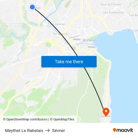 Meythet Le Rabelais to Sévrier map