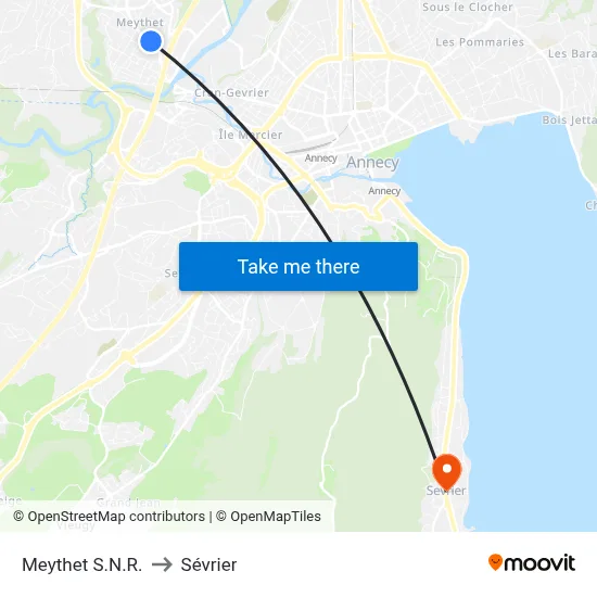 Meythet S.N.R. to Sévrier map