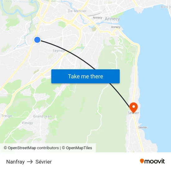Nanfray to Sévrier map