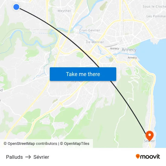Palluds to Sévrier map