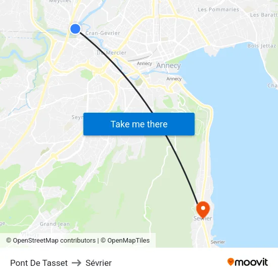 Pont De Tasset to Sévrier map