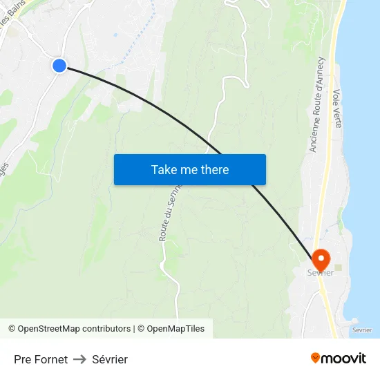 Pre Fornet to Sévrier map
