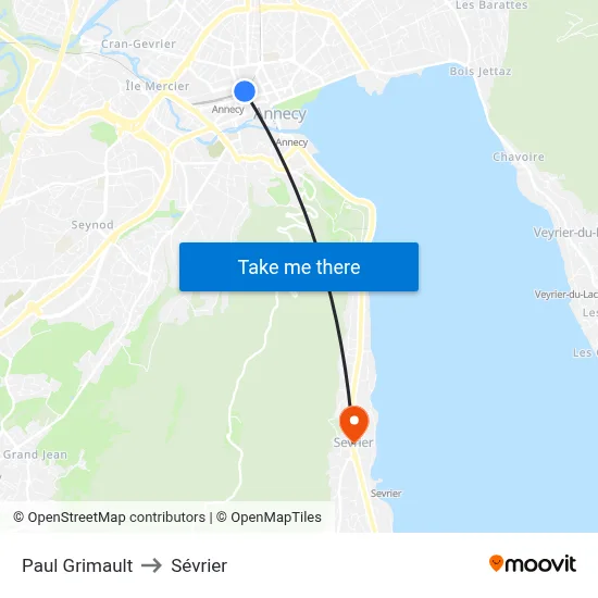 Paul Grimault to Sévrier map