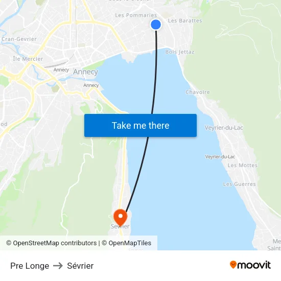 Pre Longe to Sévrier map