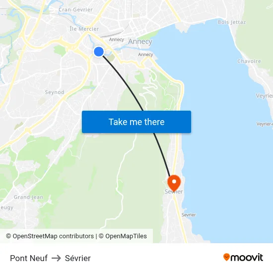 Pont Neuf to Sévrier map