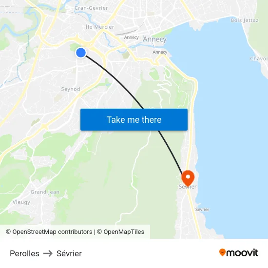 Perolles to Sévrier map