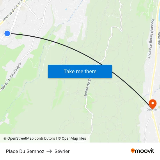 Place Du Semnoz to Sévrier map