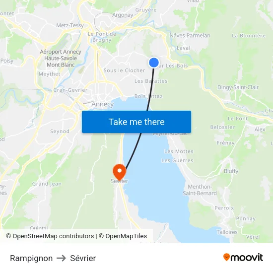 Rampignon to Sévrier map