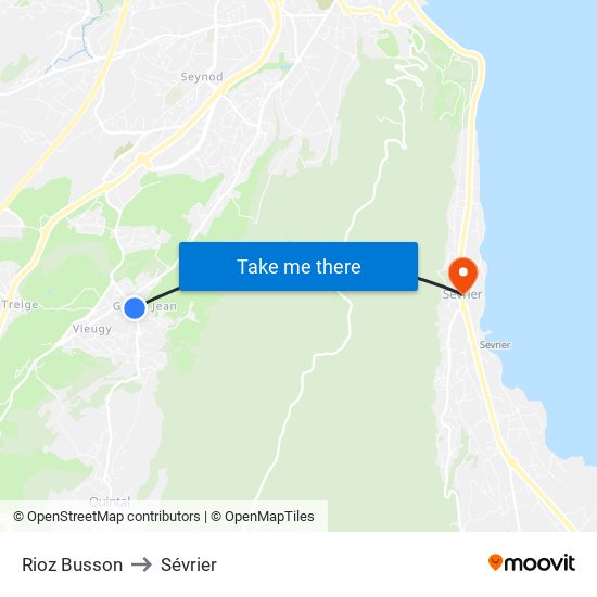 Rioz Busson to Sévrier map