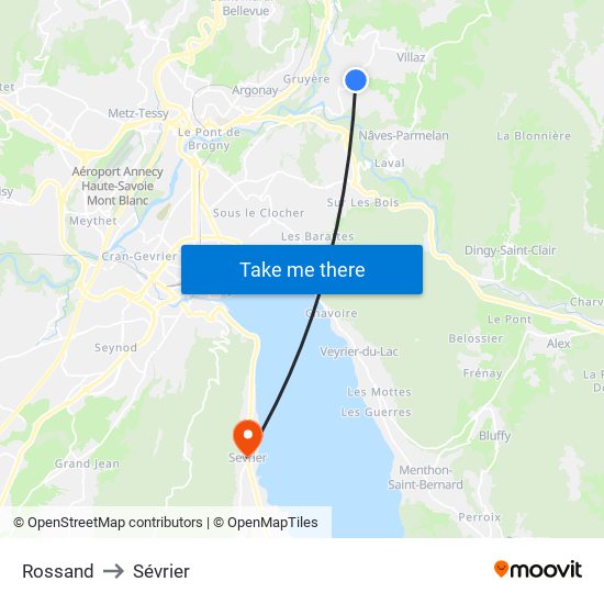 Rossand to Sévrier map