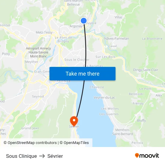 Sous Clinique to Sévrier map