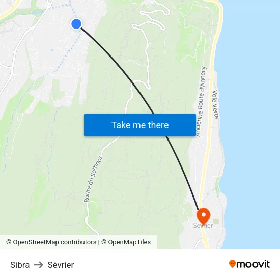 Sibra to Sévrier map