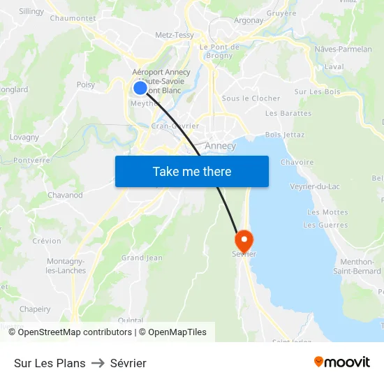 Sur Les Plans to Sévrier map