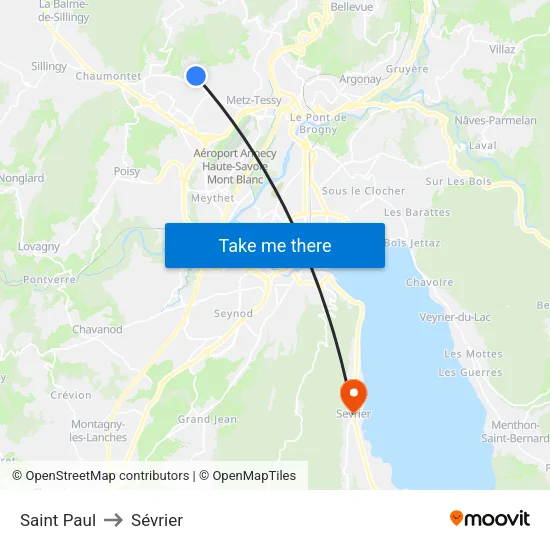 Saint Paul to Sévrier map