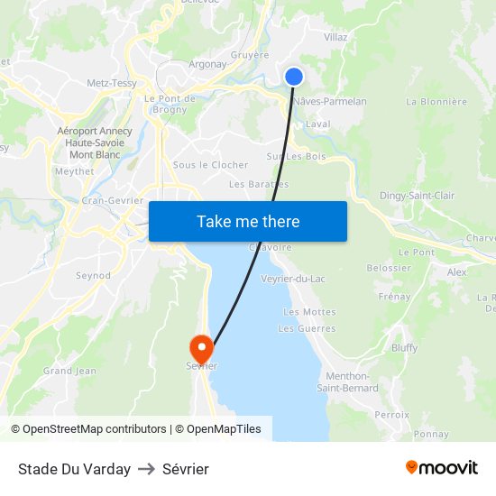 Stade Du Varday to Sévrier map