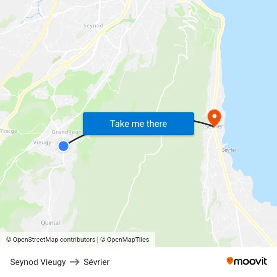 Seynod Vieugy to Sévrier map