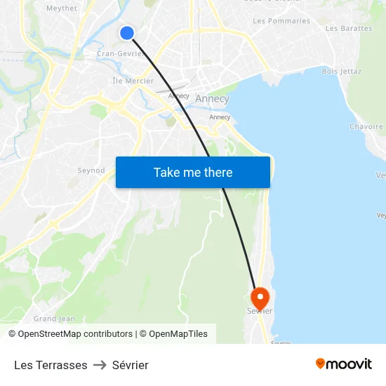 Les Terrasses to Sévrier map