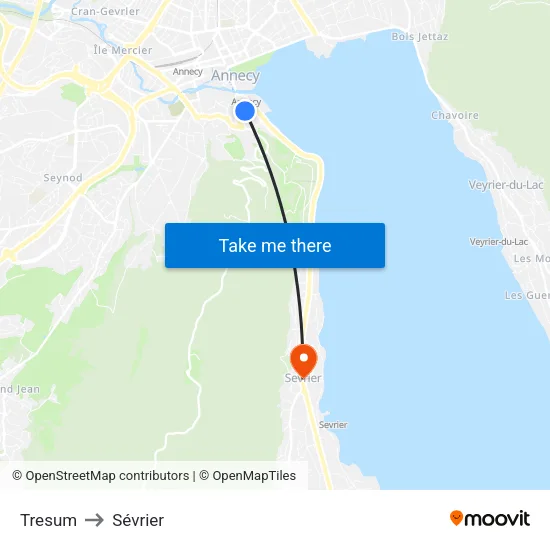 Tresum to Sévrier map